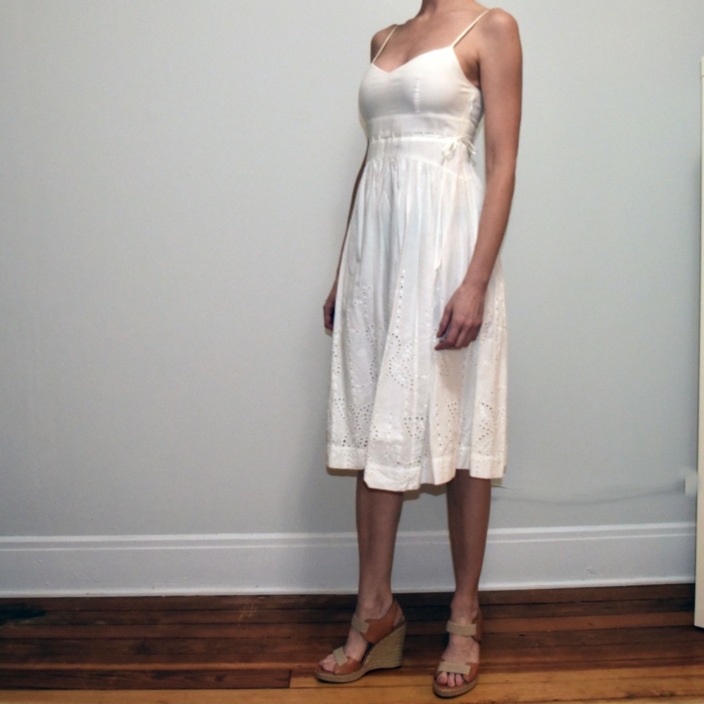 THEORY  Noelle White  Eyelet Cotton Sundress Dress